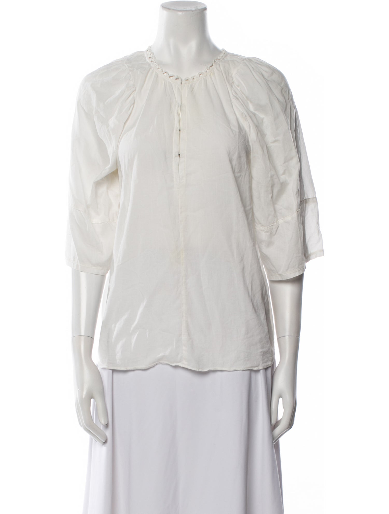 Apiece Apart Crew Neck Three-Quarter Sleeve Blouse