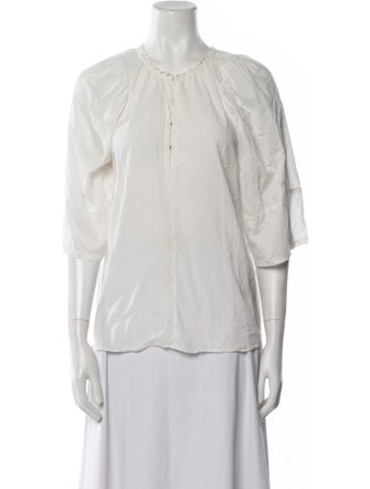 Apiece Apart Crew Neck Three-Quarter Sleeve Blouse