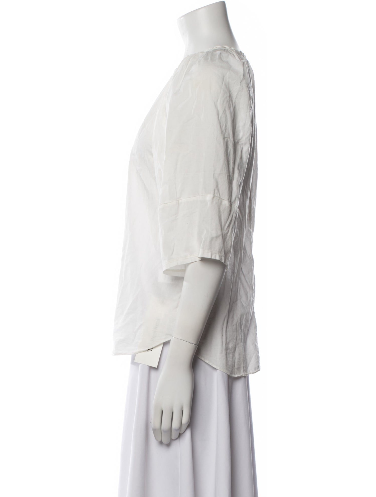 Apiece Apart Crew Neck Three-Quarter Sleeve Blouse