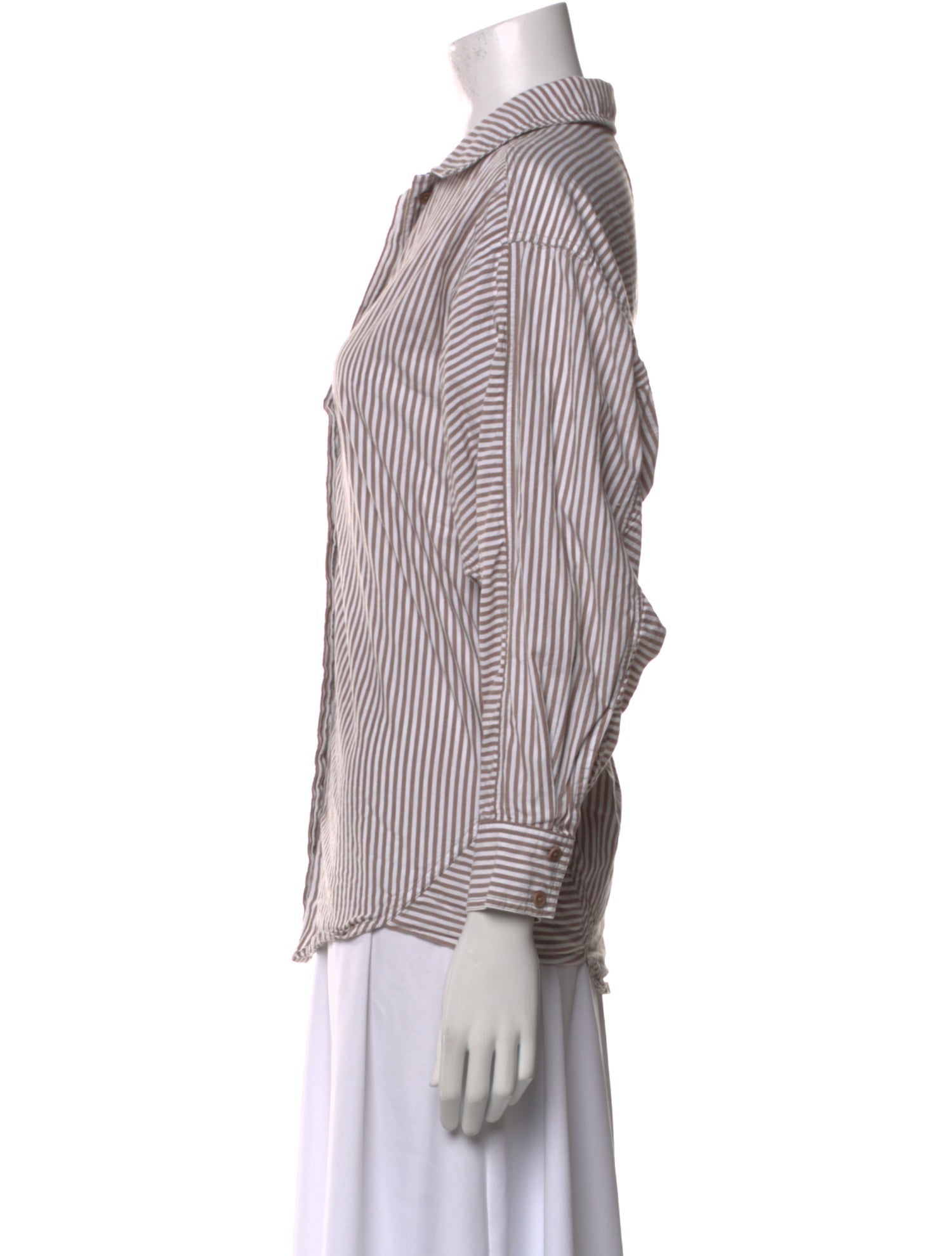 Apiece Apart Striped Three-Quarter Sleeve Button-Up Top