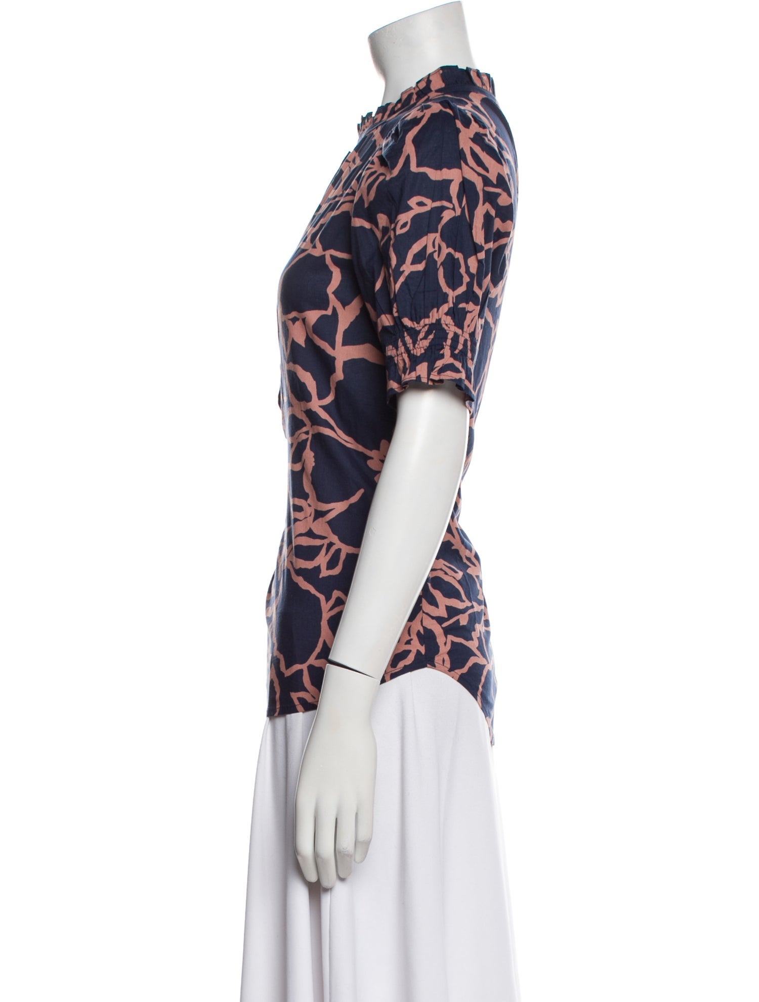 Apiece Apart Printed Mock Neck Blouse