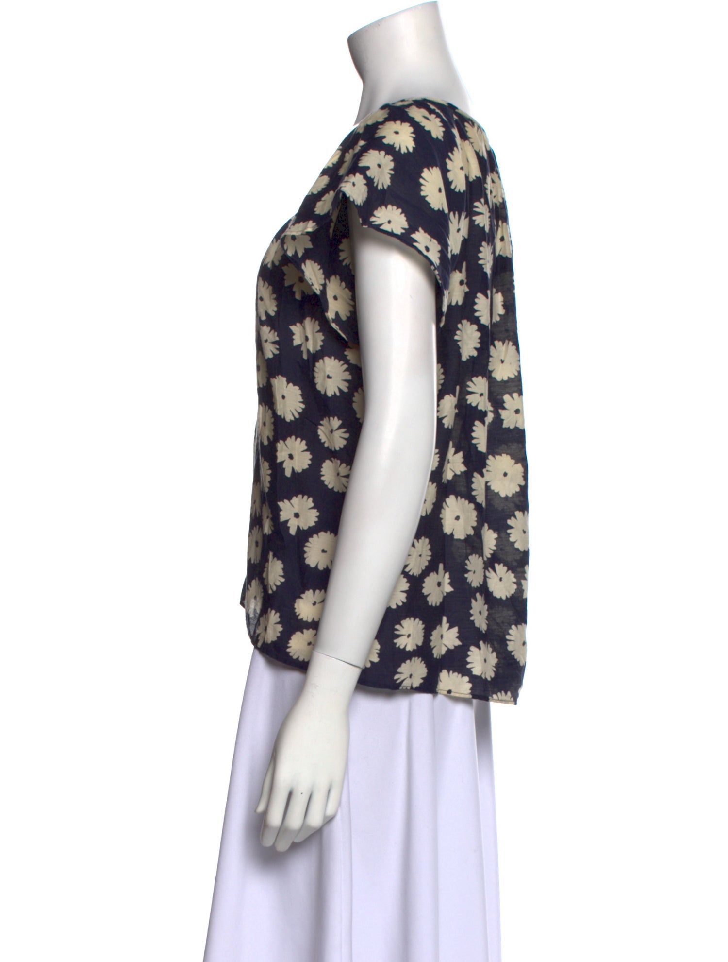 Apiece Apart Floral Print Scoop Neck T-Shirt