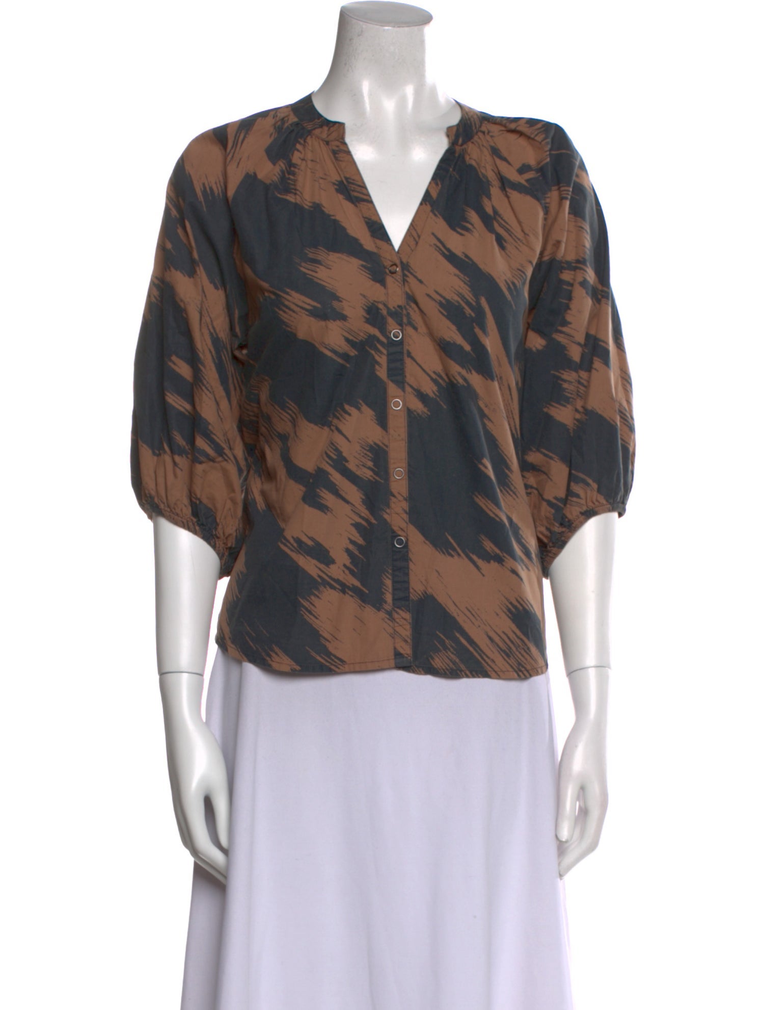 Apiece Apart Printed V-Neck Blouse