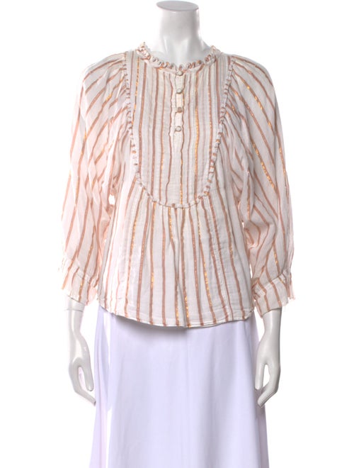 Apiece Apart Striped Mock Neck Blouse