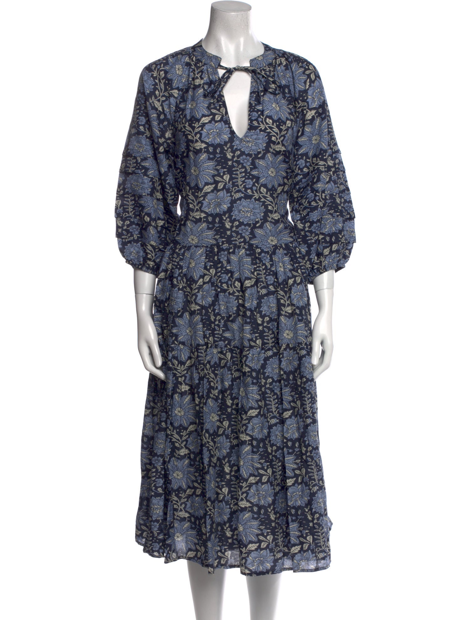 Apiece Apart Floral Print Midi Length Dress