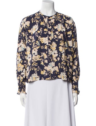 Apiece Apart Floral Print Crew Neck Blouse