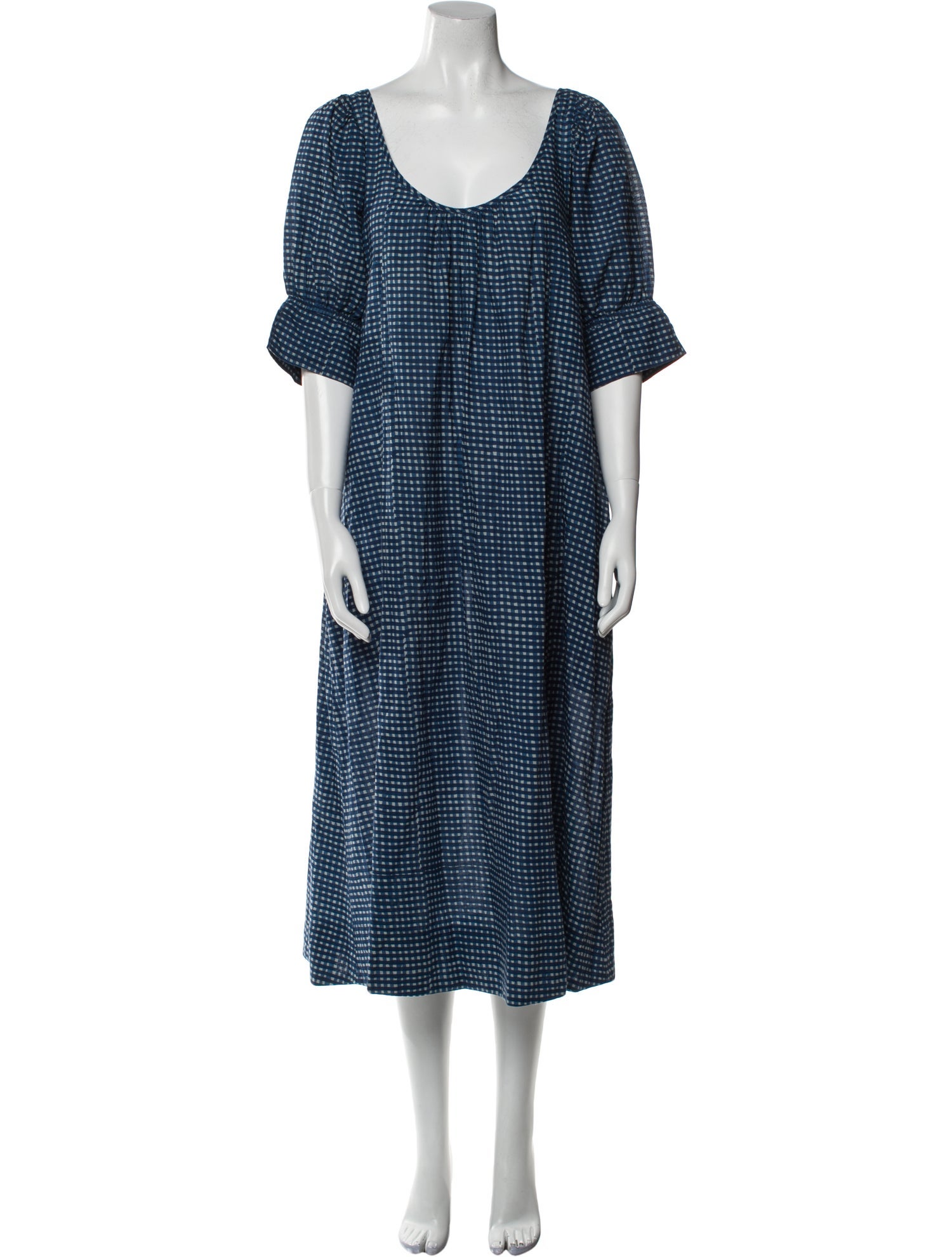 Apiece Apart Plaid Print Midi Length Dress