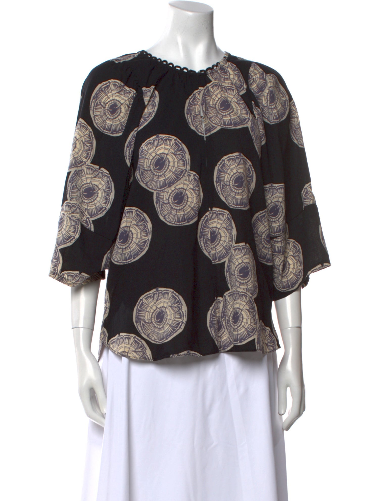 Apiece Apart Printed Bateau Neckline Blouse
