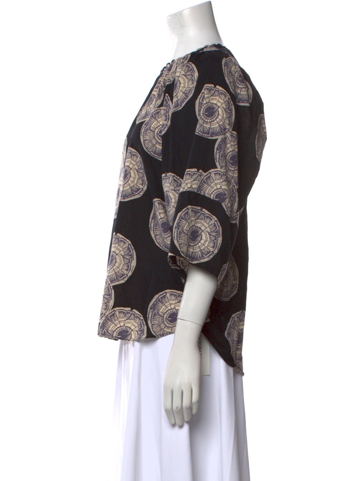 Apiece Apart Printed Bateau Neckline Blouse