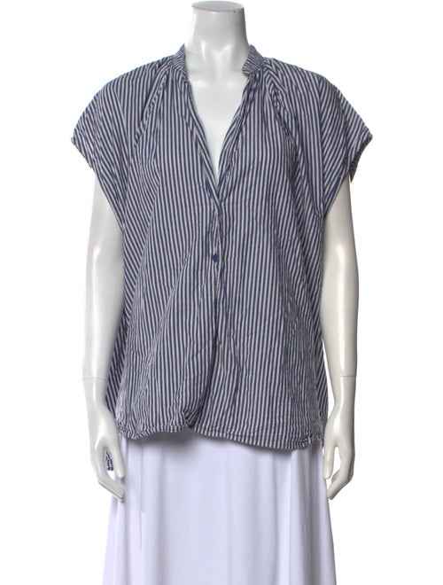 Apiece Apart Striped V-Neck Button-Up Top