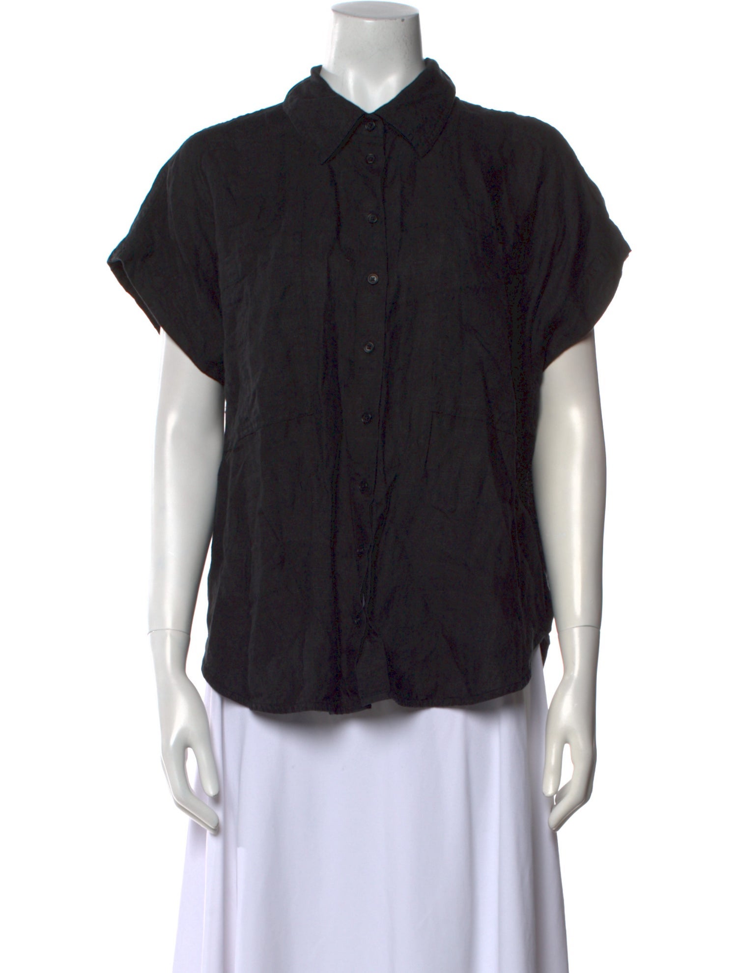 Apiece Apart Linen Short Sleeve Button-Up Top