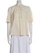 Apiece Apart Mock Neck Short Sleeve Button-Up Top