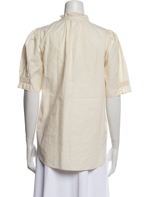 Apiece Apart Mock Neck Short Sleeve Button-Up Top