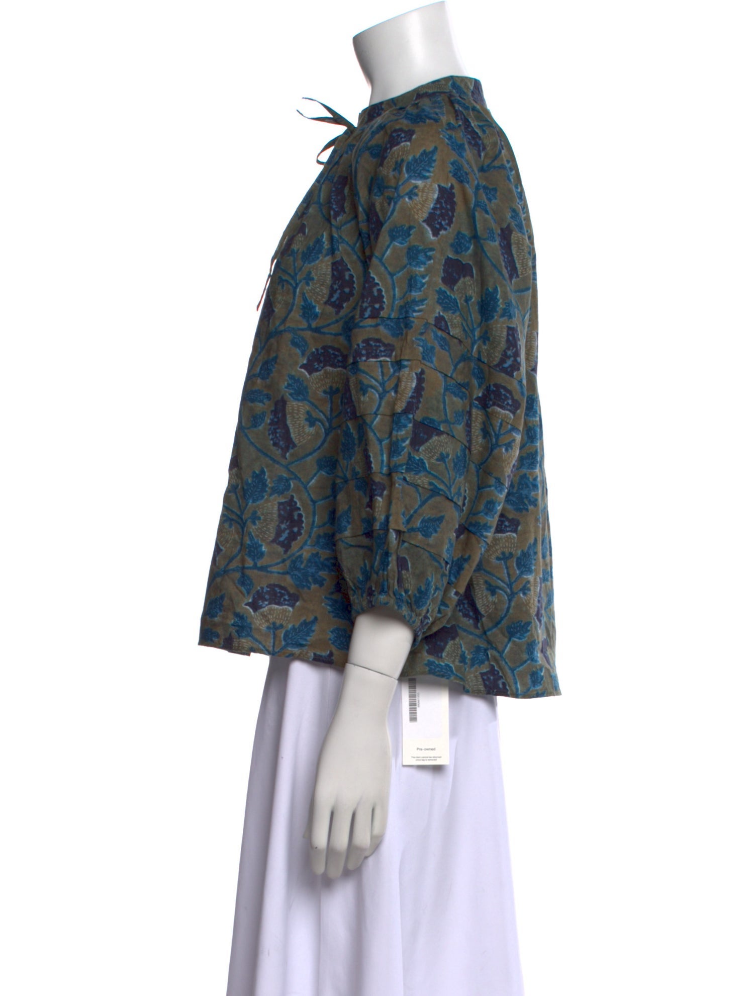 Apiece Apart Floral Print Tie Neck Blouse