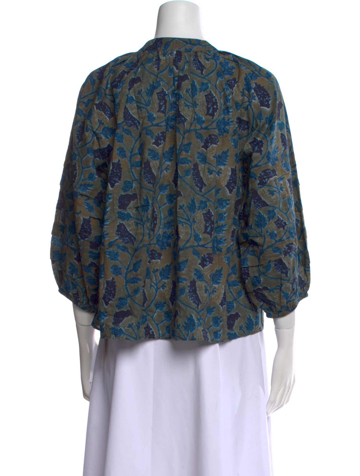 Apiece Apart Floral Print Tie Neck Blouse