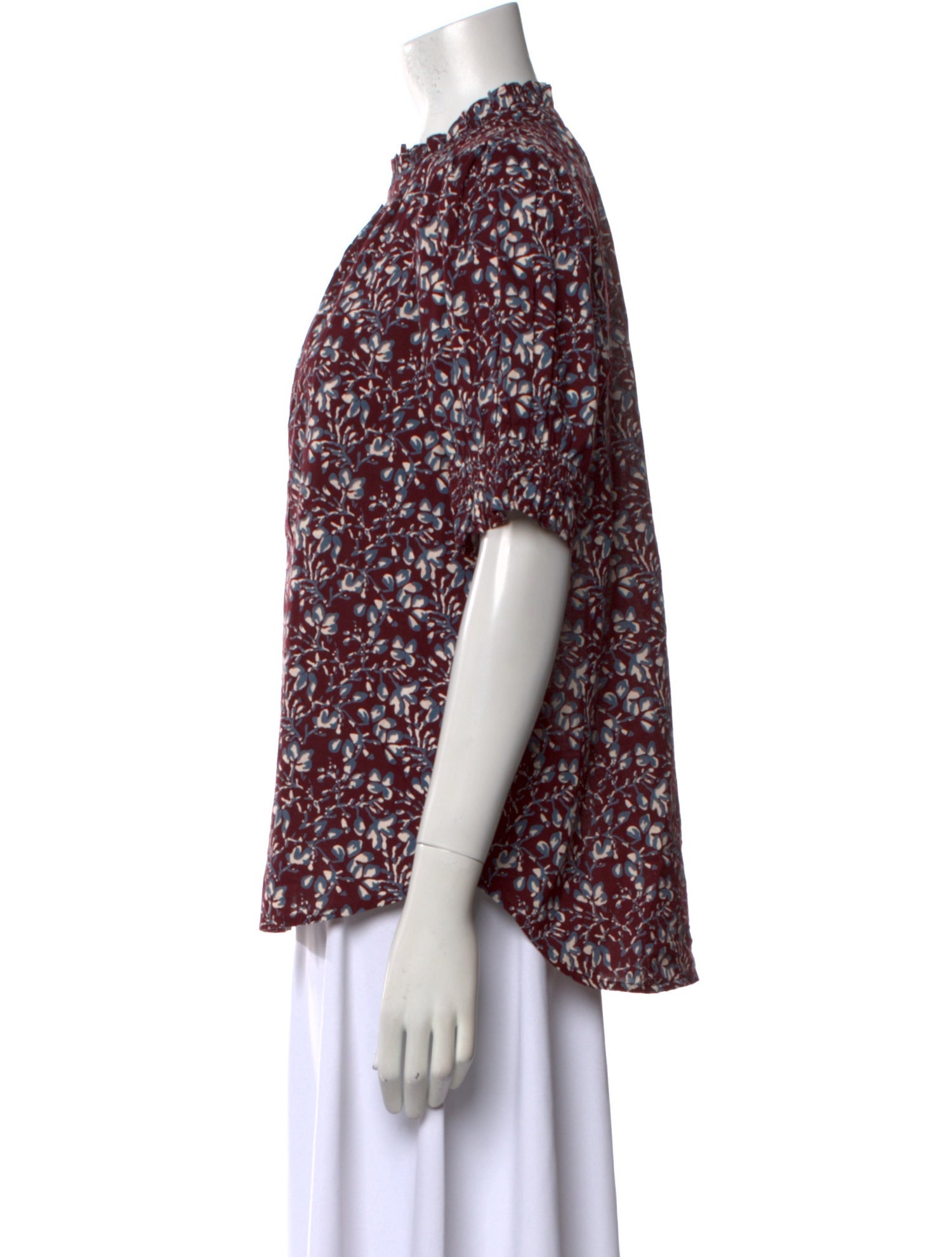 Apiece Apart Floral Print Mock Neck Blouse