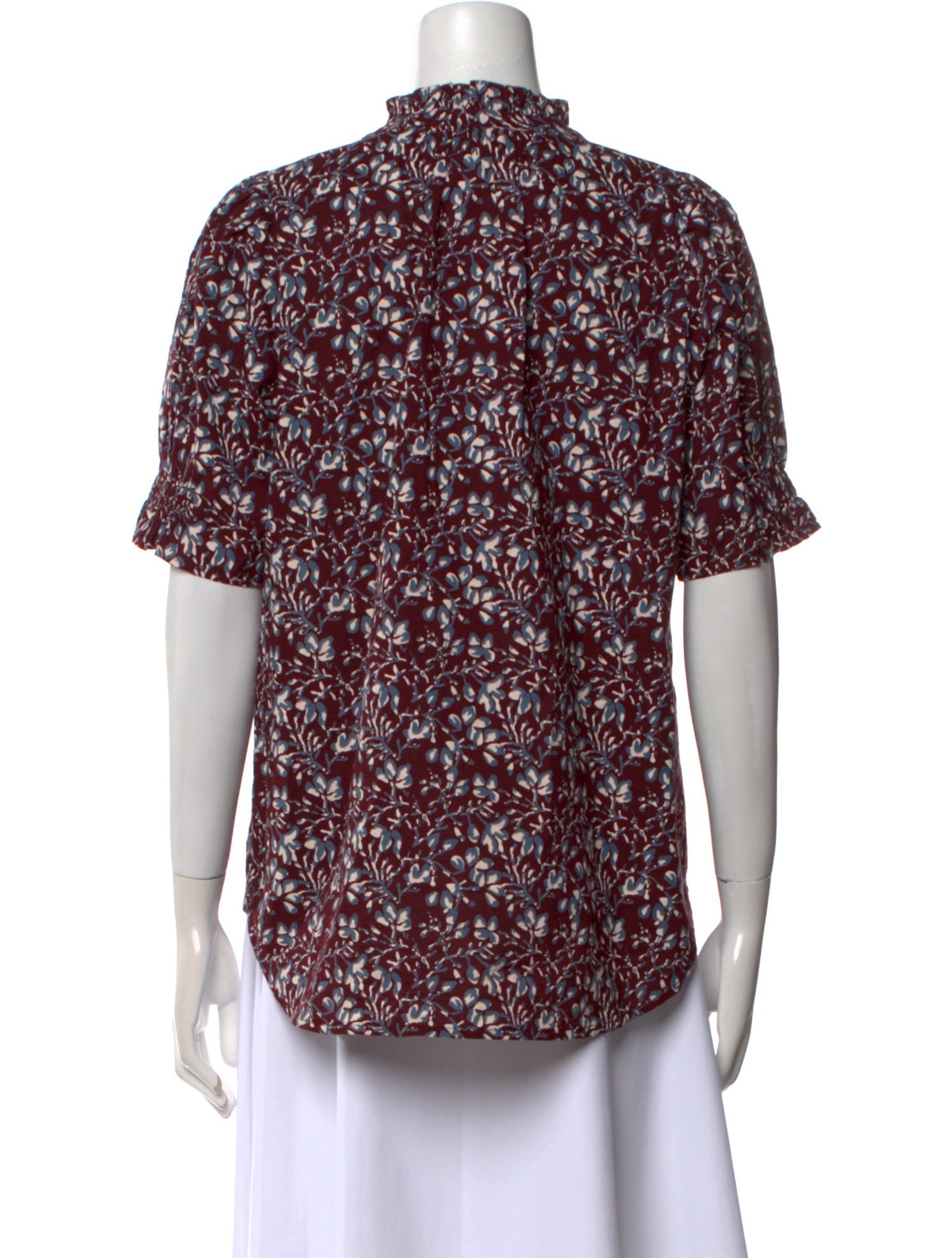 Apiece Apart Floral Print Mock Neck Blouse