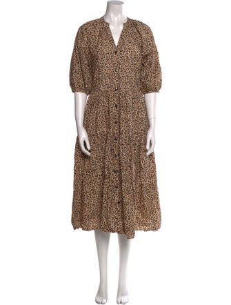 Apiece Apart Animal Print Midi Length Dress