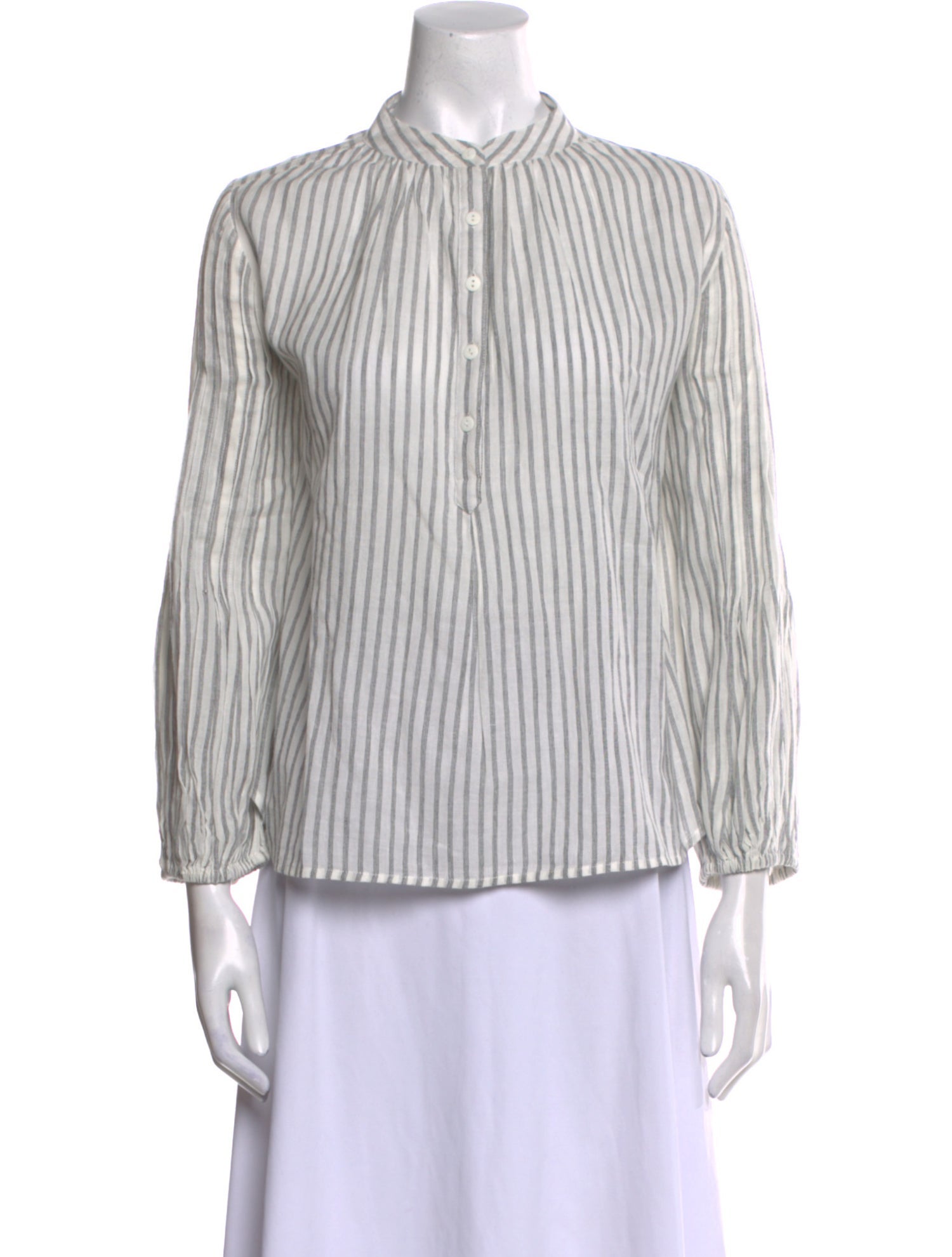 Apiece Apart Striped Mock Neck Blouse