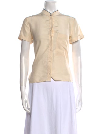 Apiece Apart Silk Short Sleeve Button-Up Top