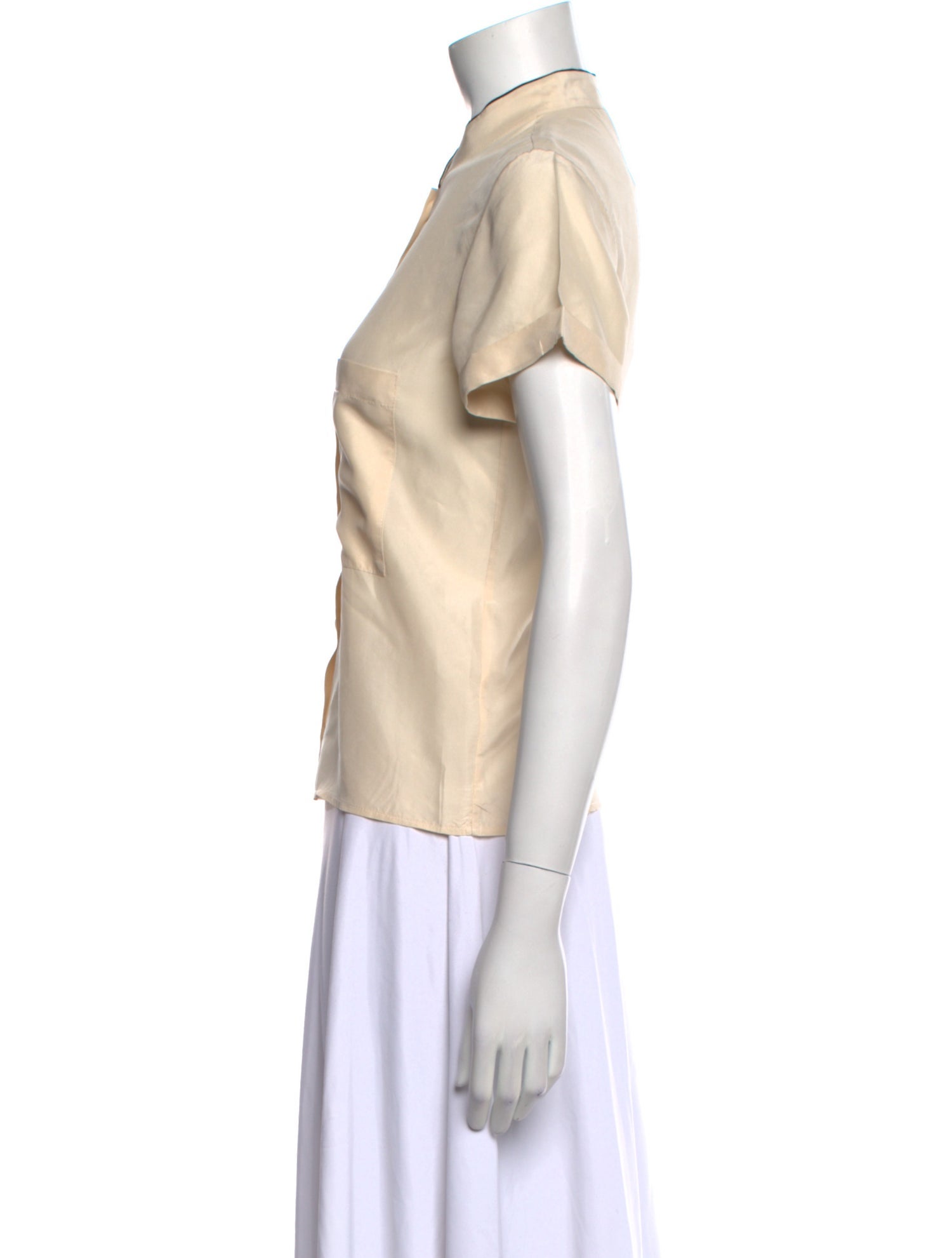 Apiece Apart Silk Short Sleeve Button-Up Top