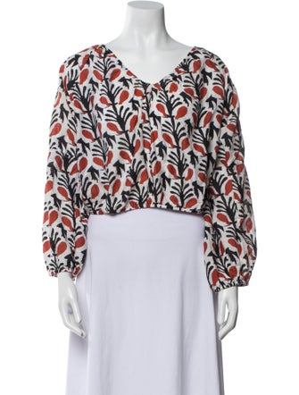 Apiece Apart Printed V-Neck Crop Top