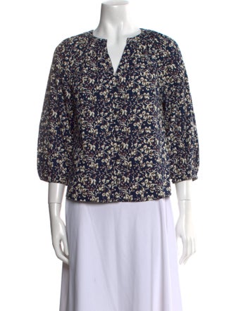 Apiece Apart Floral Print V-Neck Blouse