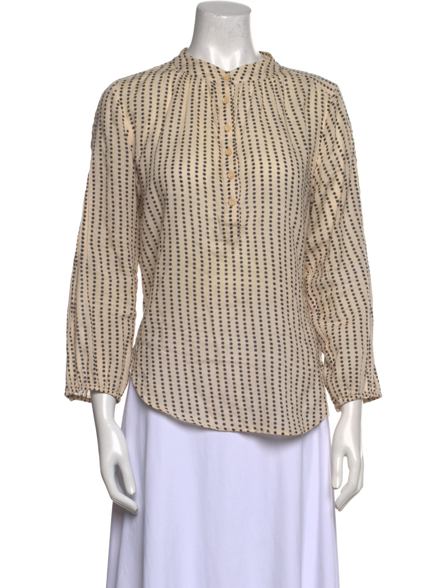 Apiece Apart Polka Dot Print Mock Neck Blouse