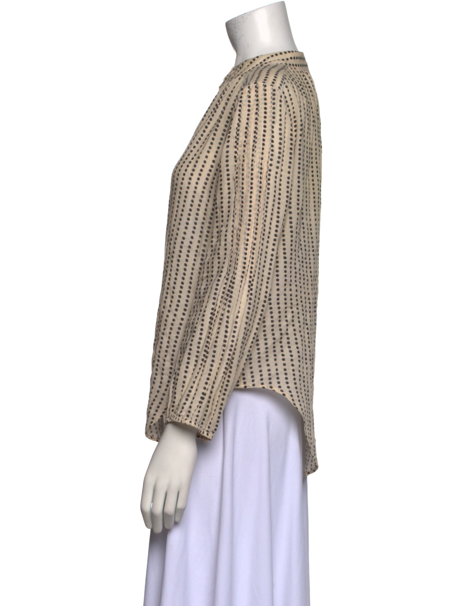 Apiece Apart Polka Dot Print Mock Neck Blouse