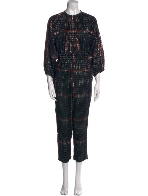 Apiece Apart Plaid Print Crew Neck Jumpsuit