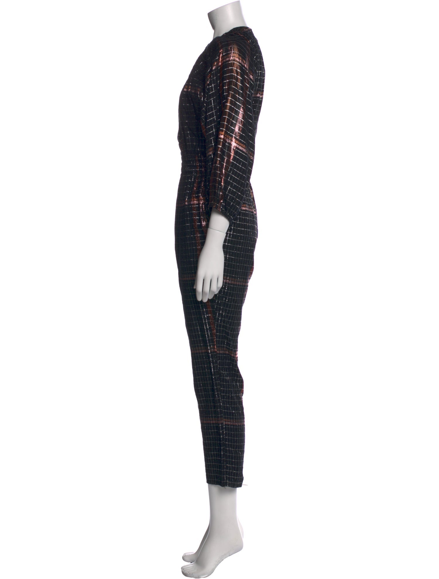 Apiece Apart Plaid Print Crew Neck Jumpsuit