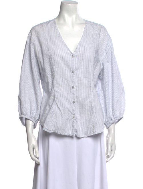 Apiece Apart Striped V-Neck Button-Up Top