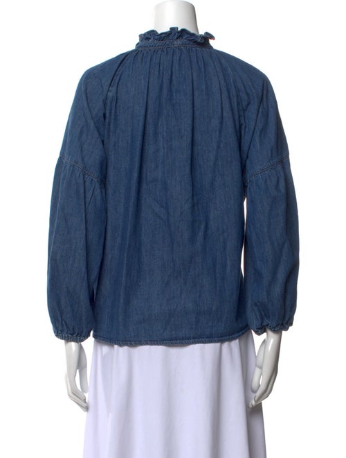 Apiece Apart Mock Neck Three-Quarter Sleeve Blouse