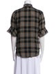 Apiece Apart Plaid Print Mock Neck Button-Up Top