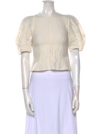 Apiece Apart Crew Neck Short Sleeve Crop Top