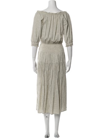 Apiece Apart Plaid Print Midi Length Dress