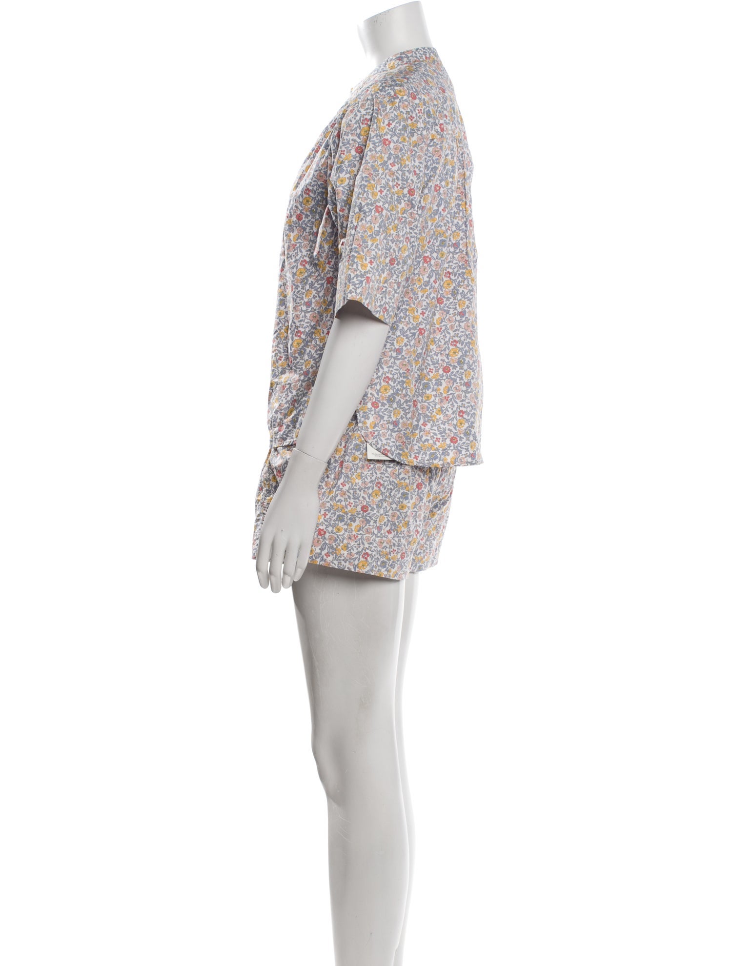 Apiece Apart Floral Print Ruffle Embellishment Short Set