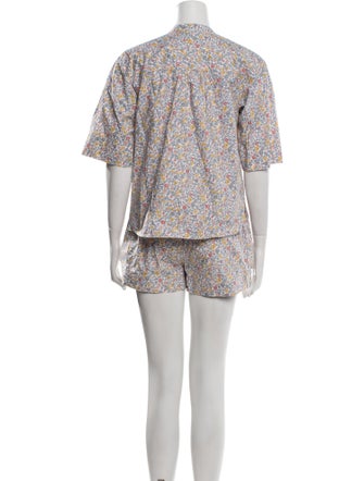 Apiece Apart Floral Print Ruffle Embellishment Short Set