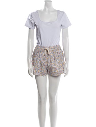 Apiece Apart Floral Print Ruffle Embellishment Short Set