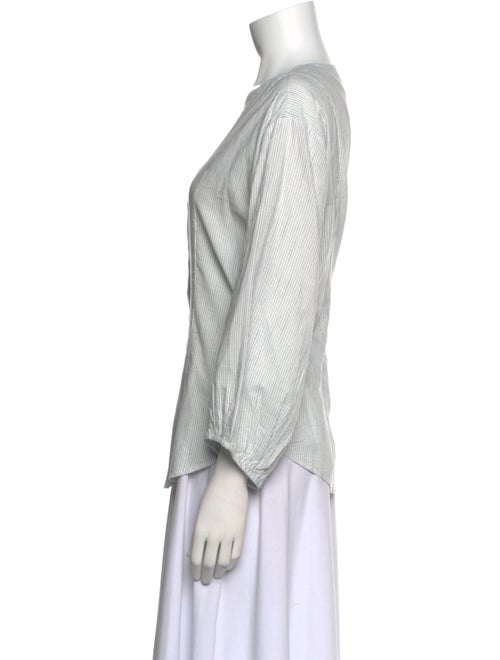 Apiece Apart Striped V-Neck Button-Up Top