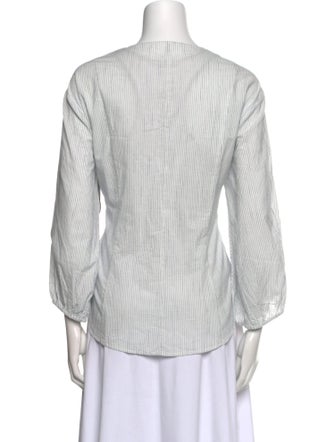 Apiece Apart Striped V-Neck Button-Up Top