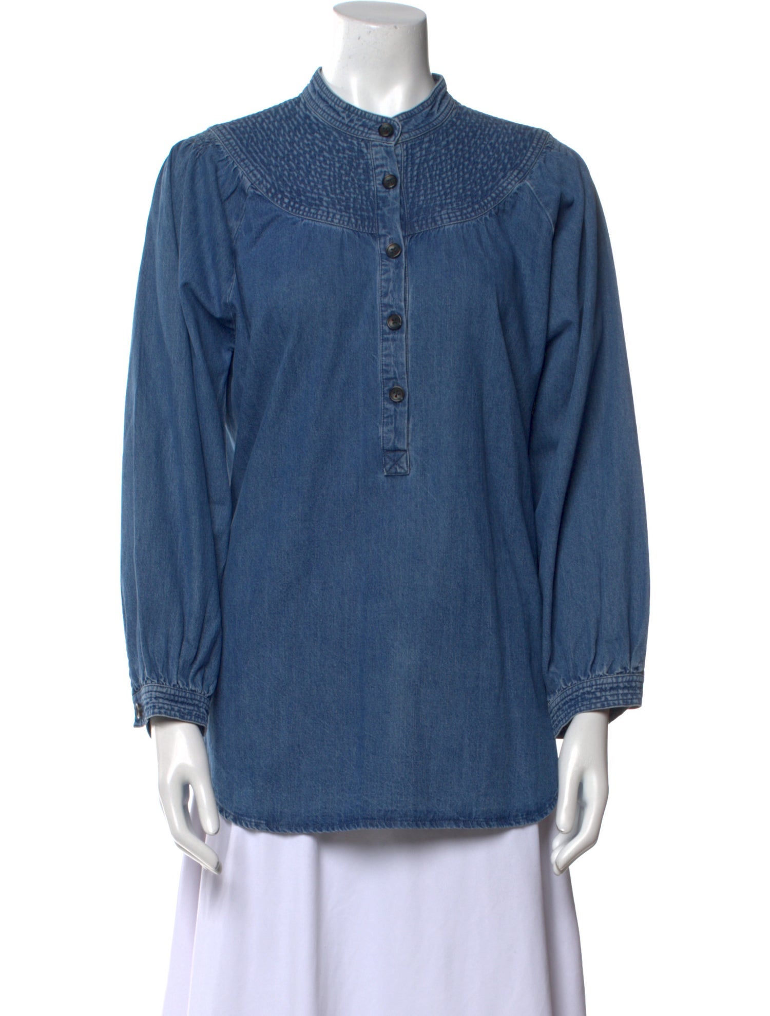 Apiece Apart Mock Neck Long Sleeve Blouse