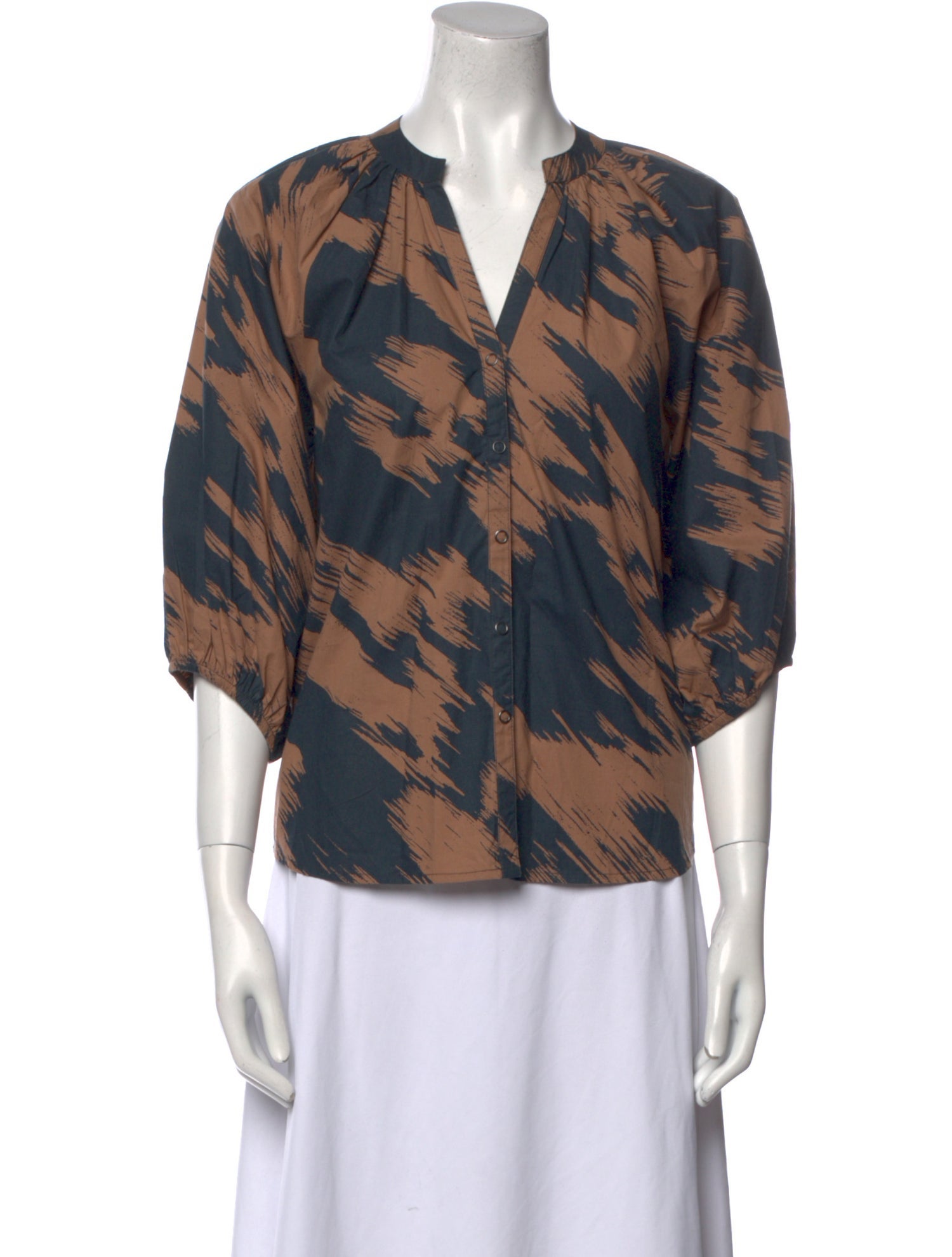 Apiece Apart Printed V-Neck Blouse