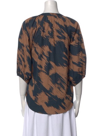 Apiece Apart Printed V-Neck Blouse