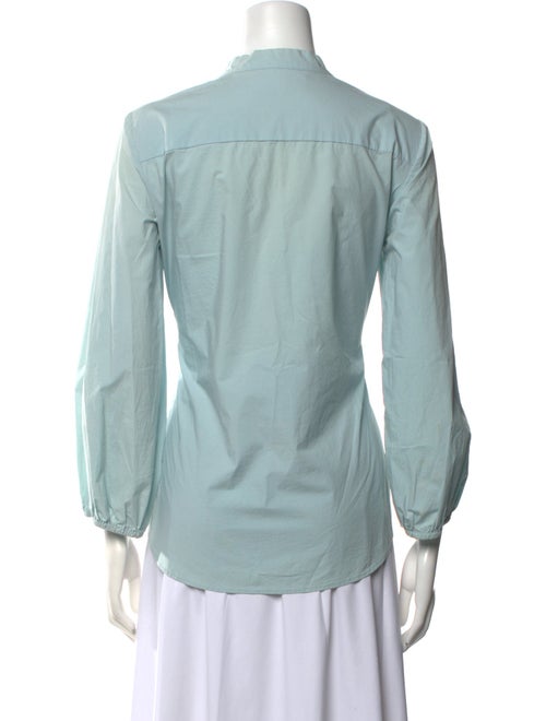 Apiece Apart Mock Neck Three-Quarter Sleeve Button-Up Top