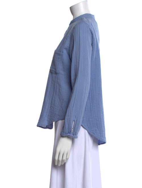 Apiece Apart Mock Neck Long Sleeve Button-Up Top