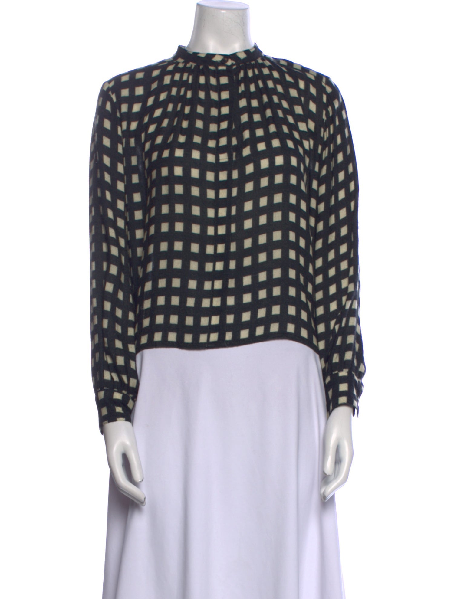 Apiece Apart Wool Plaid Print Blouse