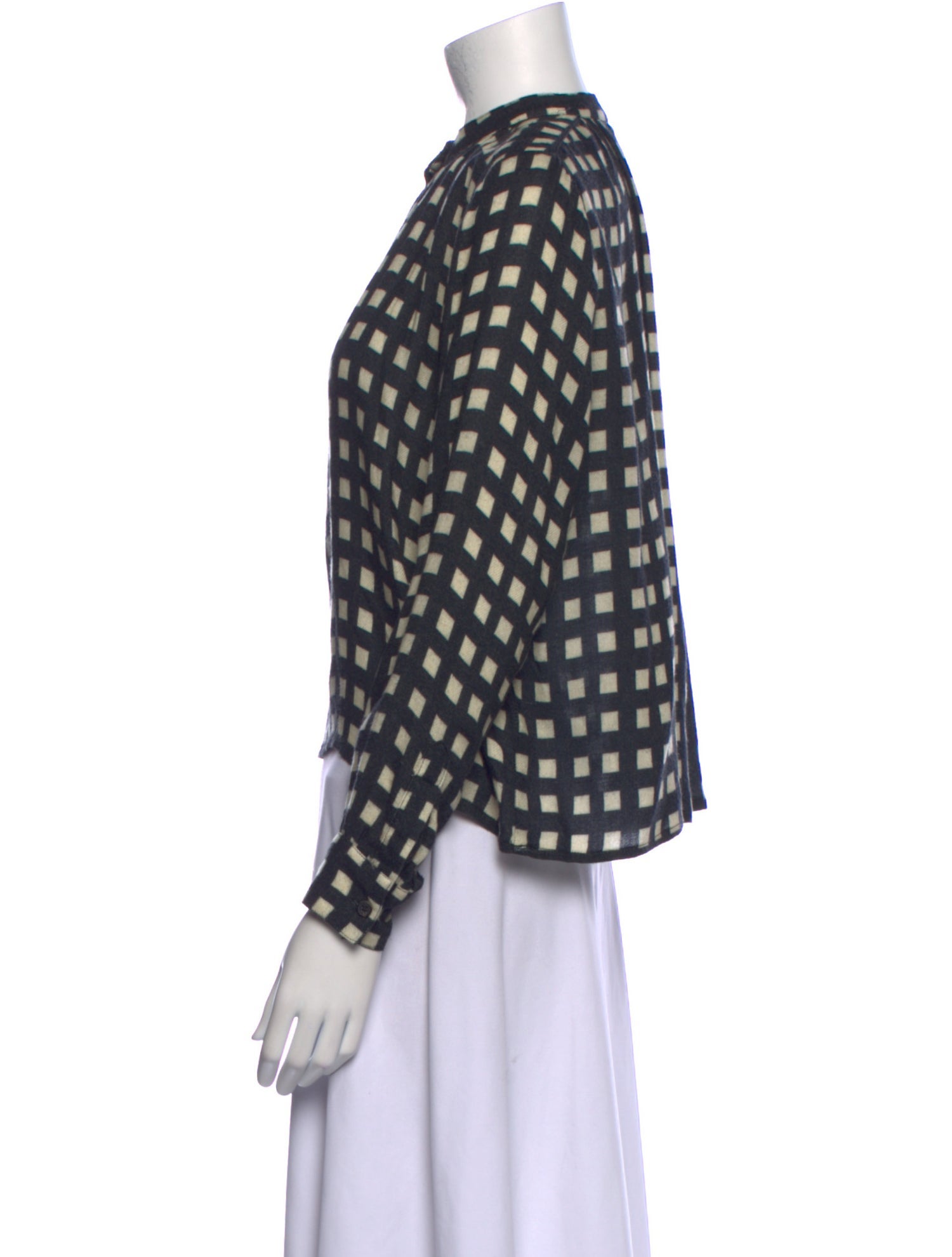 Apiece Apart Wool Plaid Print Blouse