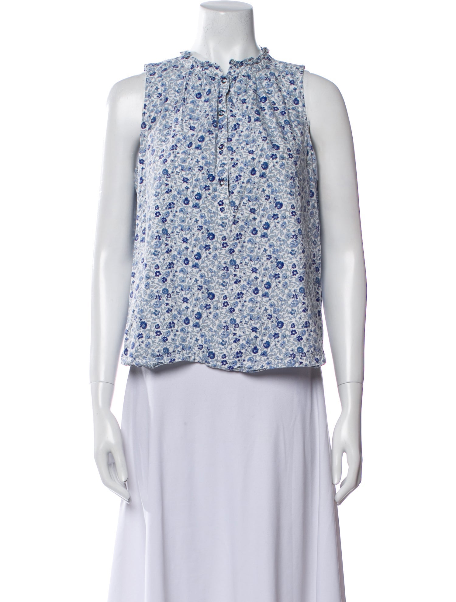 Apiece Apart Floral Print Mock Neck Blouse