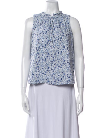 Apiece Apart Floral Print Mock Neck Blouse